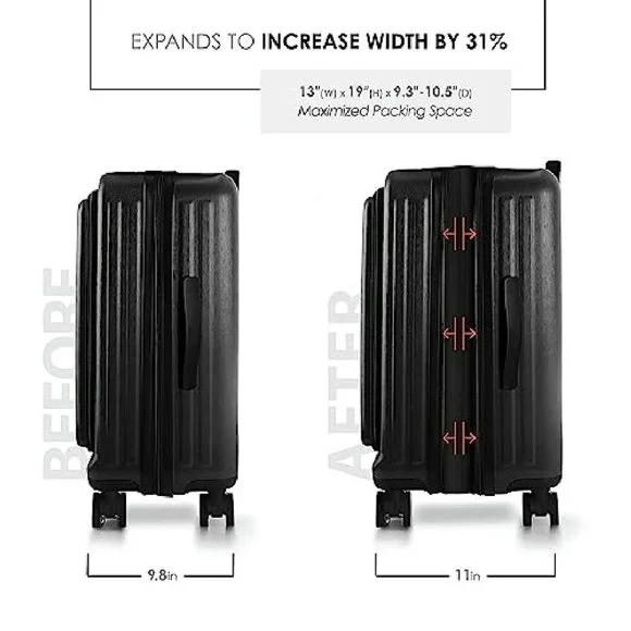 20-Inch Hard Shell Carry-On Luggage with Spinner Wheels & Cosmetic Case